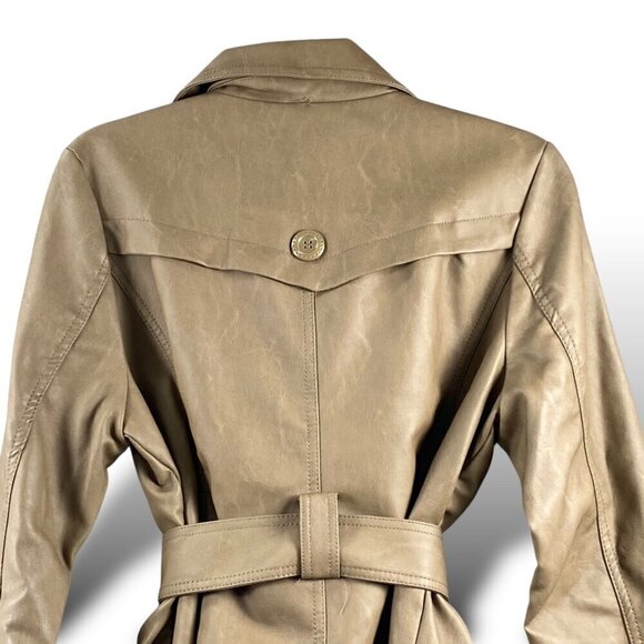 Ci Sono by Cavalini Jacket Womens Sz M Brown Faux Leather Belted Collar Jacket - Picture 5 of 9